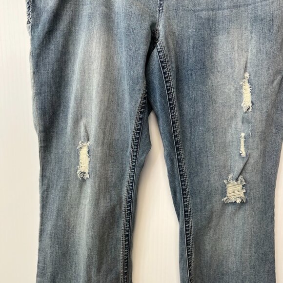 Seven7 Jean Women 18 Plus Boot Cut Mid 38x32 Distress Denim Luxe Retro Core Ex - Picture 3 of 16